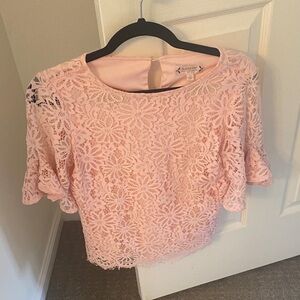 Nannette Blush Floral Lace Blouse
